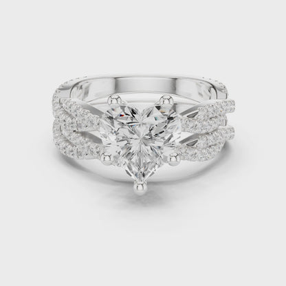 Heart and Round Cut Lab Grown Multiple Shank Diamond Ring