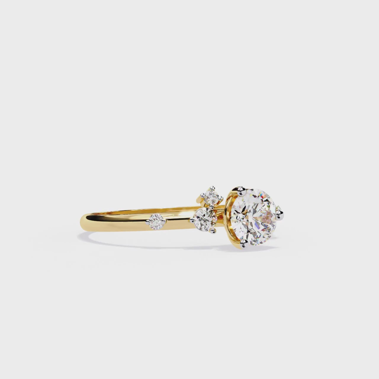 10K Solid White Gold Round Cut Diamond Solitaire Cluster Antique Daily Wear Ring For Her