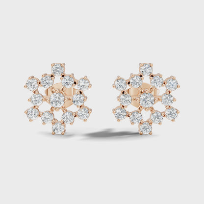Round Shape Lab Grown Prong Set Diamond White Gold Stud Earring