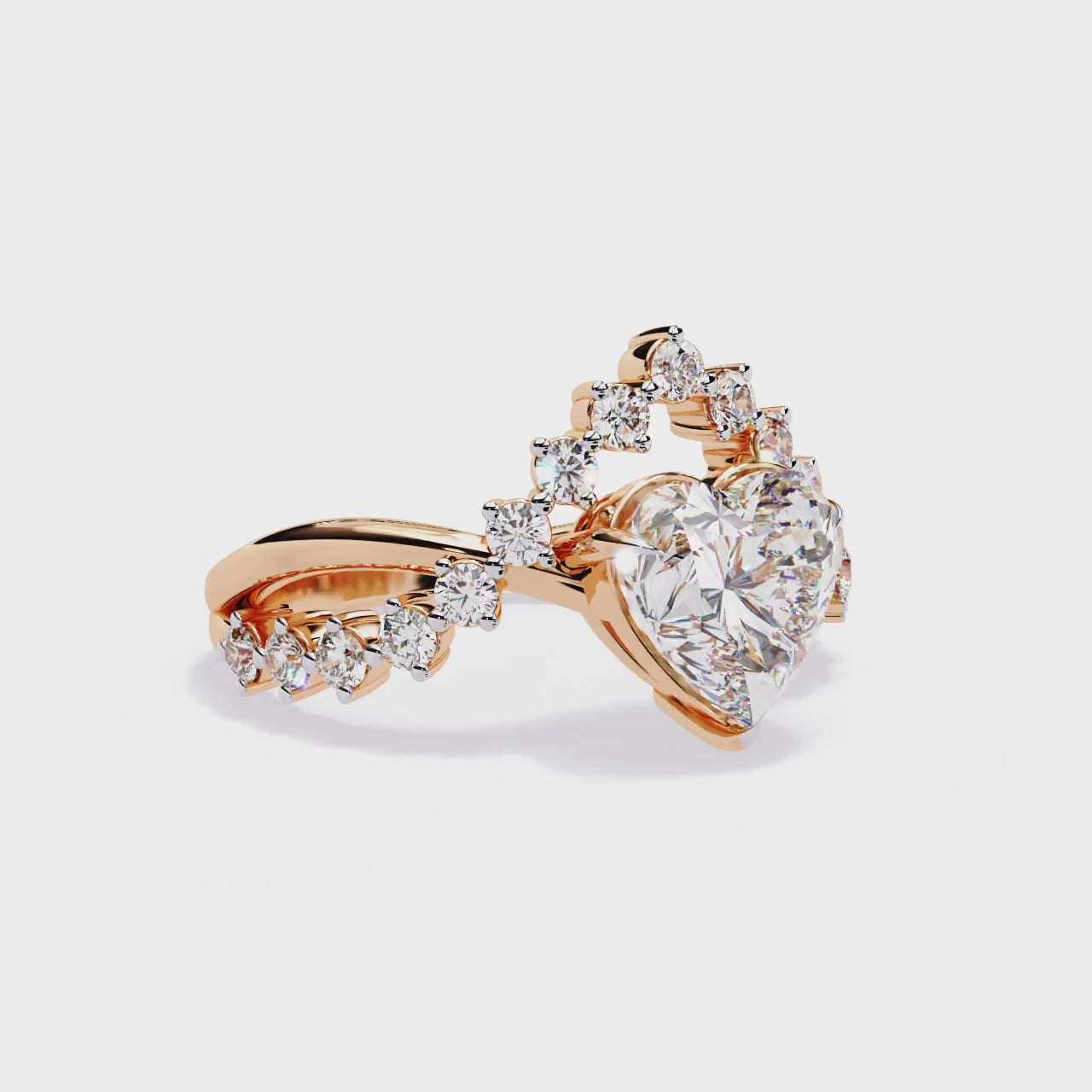 Heart & Round Cut Lab Grown Diamond Shank Ring