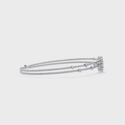 Round Cut Lab Grown Diamond Art Deco Cuff Bracelet