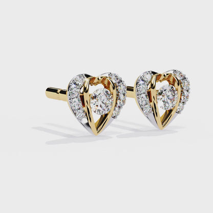 Heart Shape Round Cut Diamond Vintage Stud Earrings
