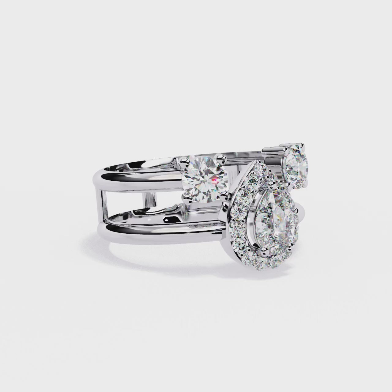 14k Yellow Gold Pear And Round Cut Lab Grown Diamond Classic Dainty Vintage Annivrasry Ring Gift For Her