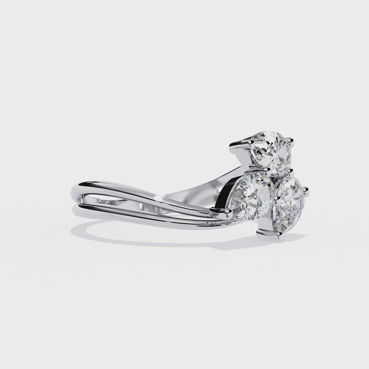 1.06CT Pear Cut Lab Grown Diamond Delicate Sparkling Three Stone Ring Gift For Her