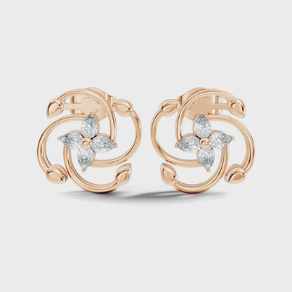 Marquise Lab Grown Diamond Floral Swirl Stud Earring