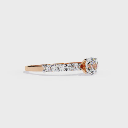 Round Cut  High Quality Lab Grown Diamond Half Eternity Elegant Accented Proposer Ring For Her