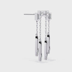 Baguette And Princess Cut Diamond Elegant Classic 10K Solid Yellow Gold Chain Drop Earring Gift For Women's