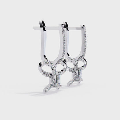 1.19 Ct Round Diamond Infinity Cluster Hoop Earrings