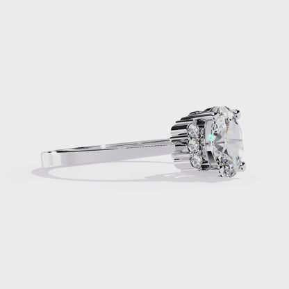 Oval Cut Diamond Cluster Halo Solitaire Ring