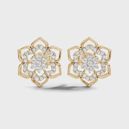 0.41 CT Round Lab Grown Diamond Floral Halo Stud Earring