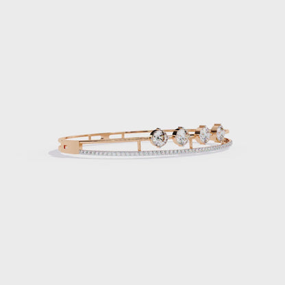 2.32Ct Vintage Round Lab Grown Diamond Prong Set Bangle