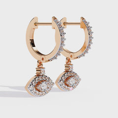 Round Cut Diamond Evil Eye Huggie Hoop Earrings