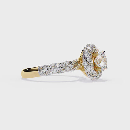 Round Cut 1.44Ct Lab Grown Diamond Halo Style Art Deco Elegant Statement Annivrasry Ring Gift For Her