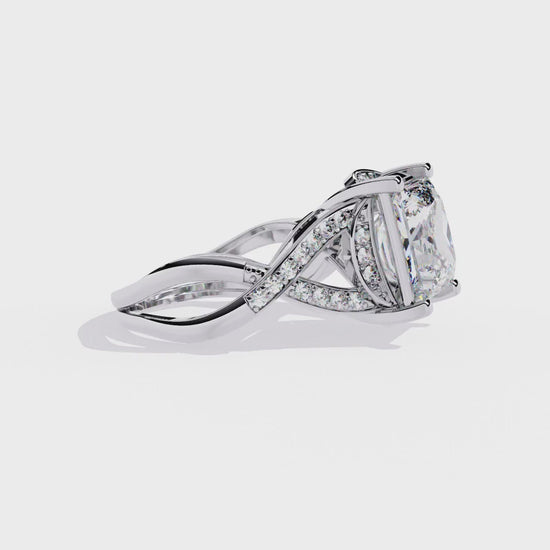 Twisted 3.47Ct Princess And Round Cut Diamond Antique Elegant Stunning Perfect Classic Engagement Ring