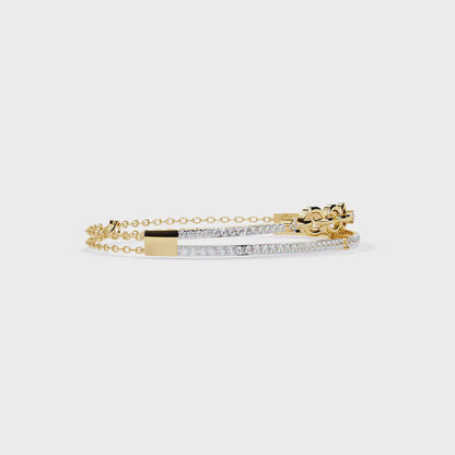Round Cut Lab Grown Diamond Vintage Cuff Bracelet