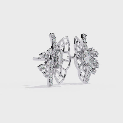 Round Cut Lab Grown Diamond Butterfly Stud Earrings