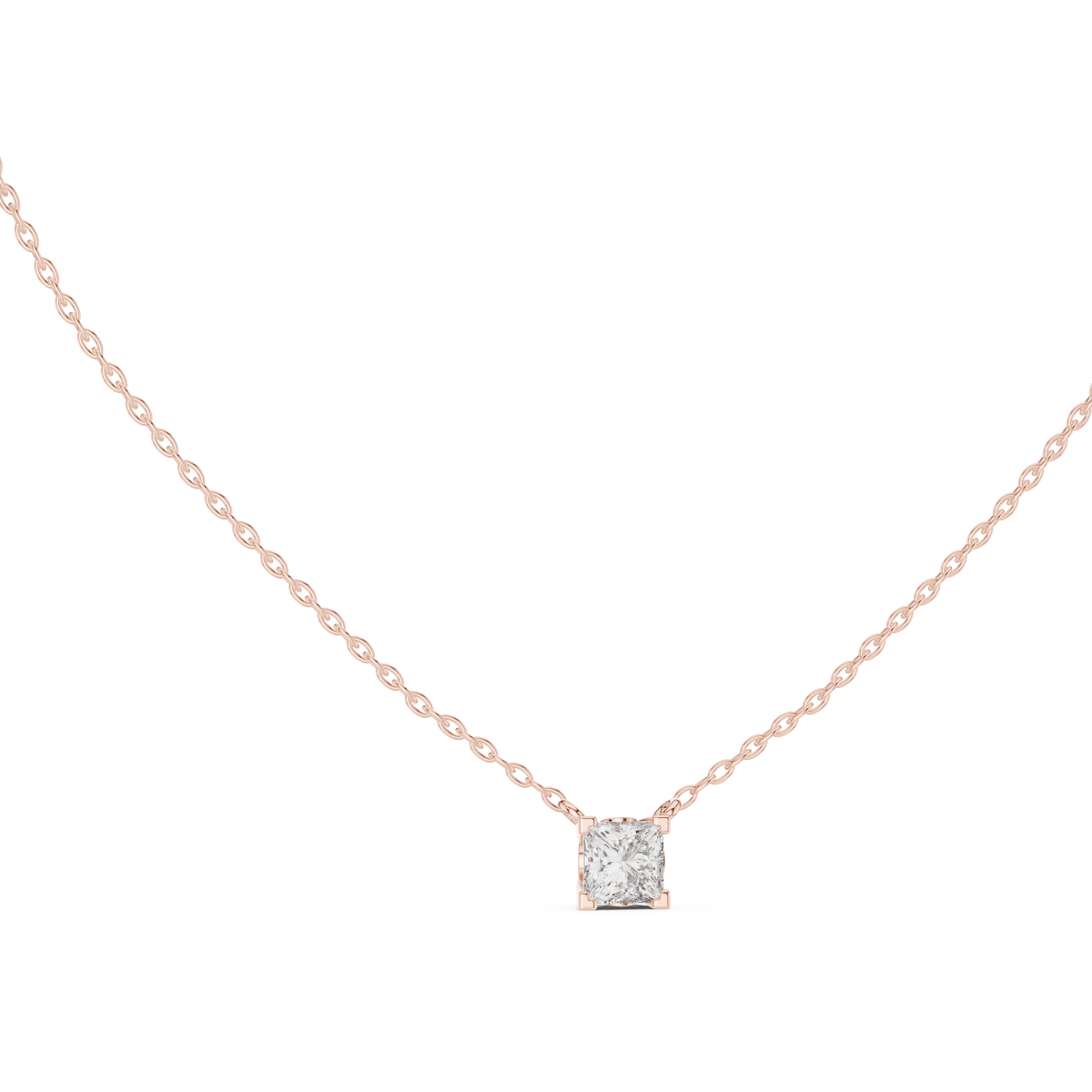 Elegant Princess Cut Solitaire Pendant 14K Gold Timeless Minimalist Jewelry For Women - HIGHCARAT DIAMONDS