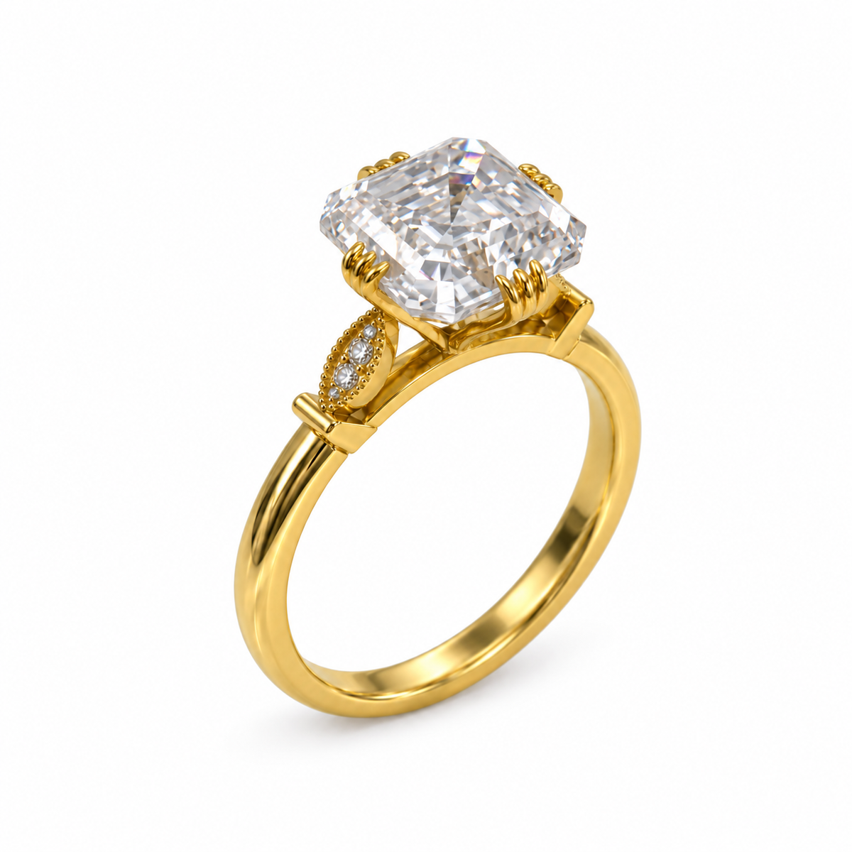 Asscher Cut Lab Grown Diamond Solitaire Ring