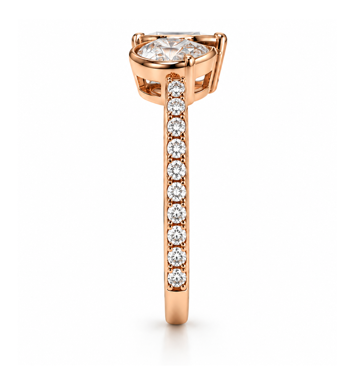 Pear & Emerald Cut Lab Grown Diamond Rose Gold Ring
