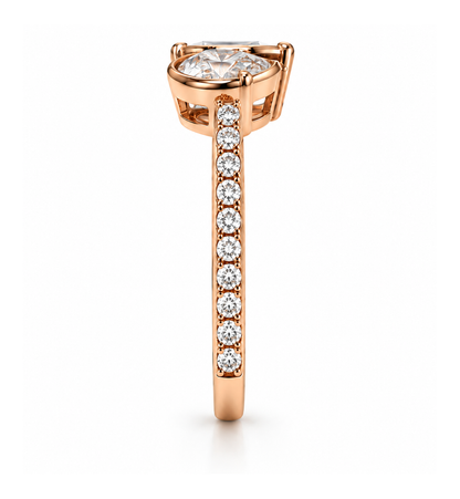 Pear & Emerald Cut Lab Grown Diamond Rose Gold Ring