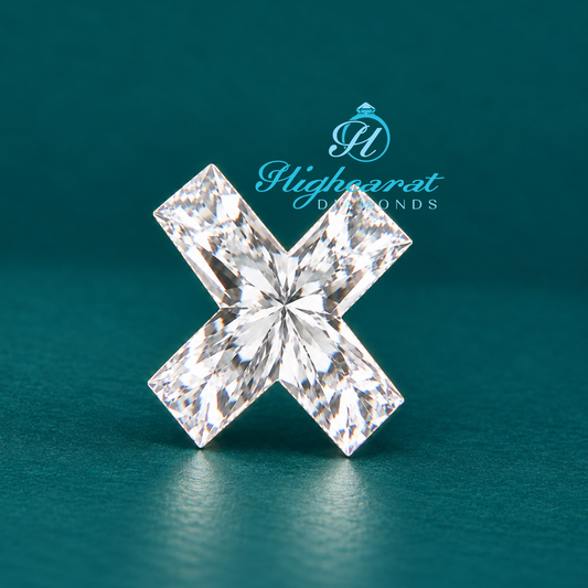 X alphabet shape lab grown certified diamond front view