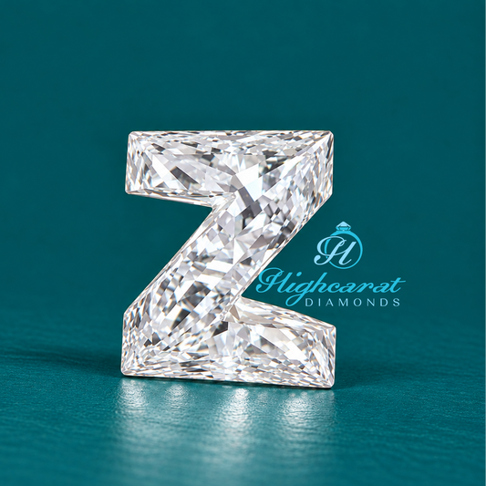 Z alphabet shape lab grown certified diamond front view